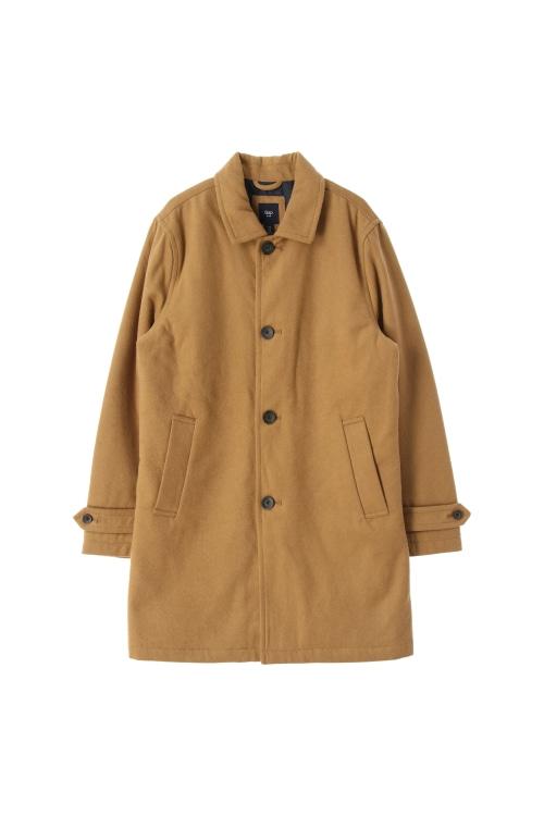 갭 (Man - S) 울 블렌드 카라넥 버튼 누빔 코트