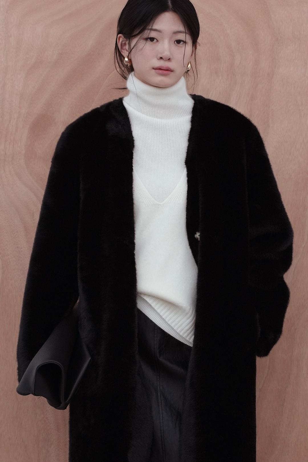 RACCOON CASHMERE TURTLENECK KNIT_ IVORY