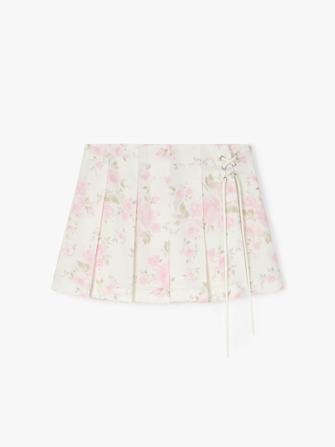 FLOWER PLEATS MINI SKIRT