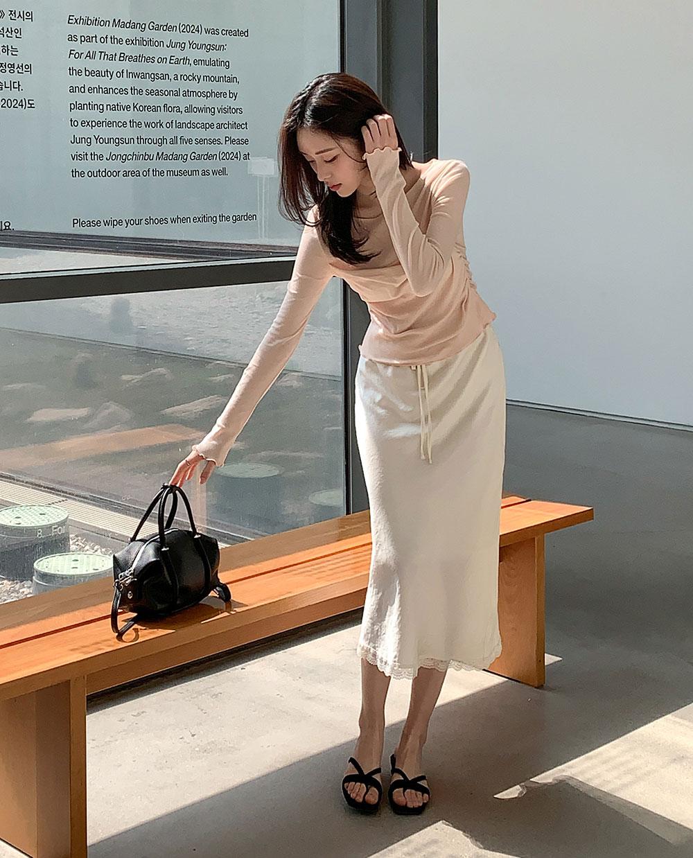 체리코코 리온 레이스 스커트 / 하객룩 레이어드 스커트 롱스커트 미디스커트 레이스스커트 레이어드스커트 새틴스커트 데이트룩 봄