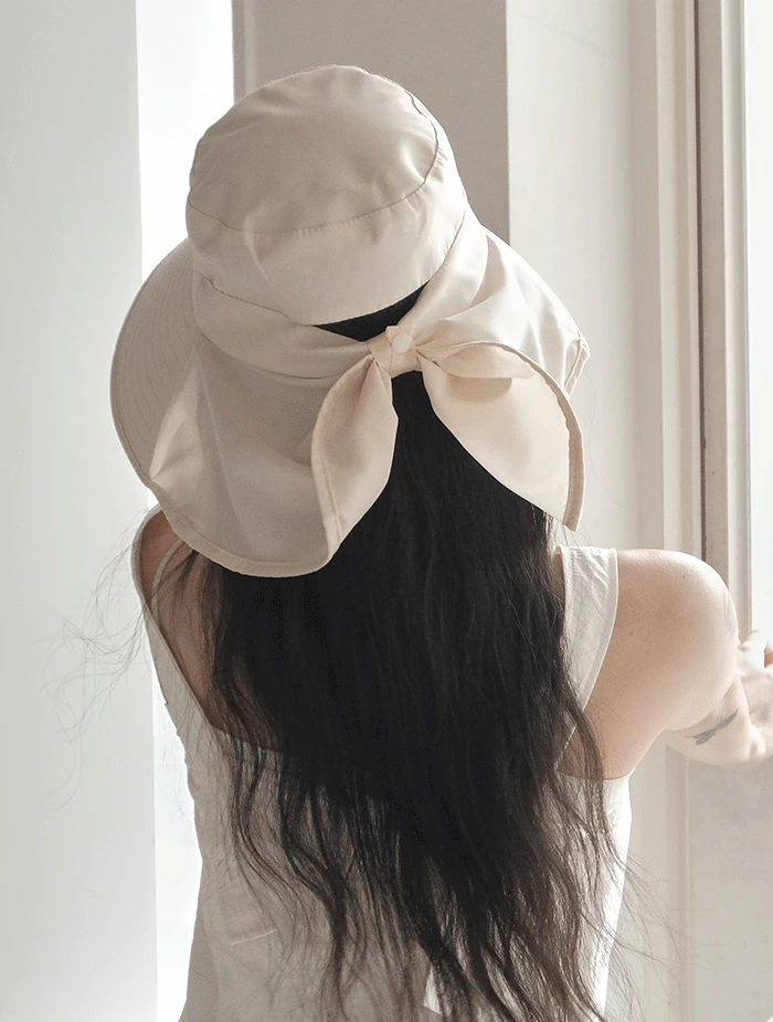 와이드 챙 턱 끈 벙거지 썬캡 바캉스 모자