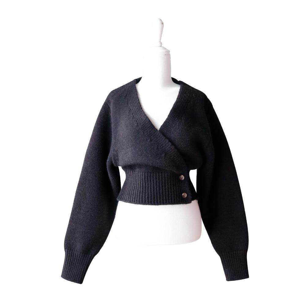 투버튼 울 가디건 [블랙]