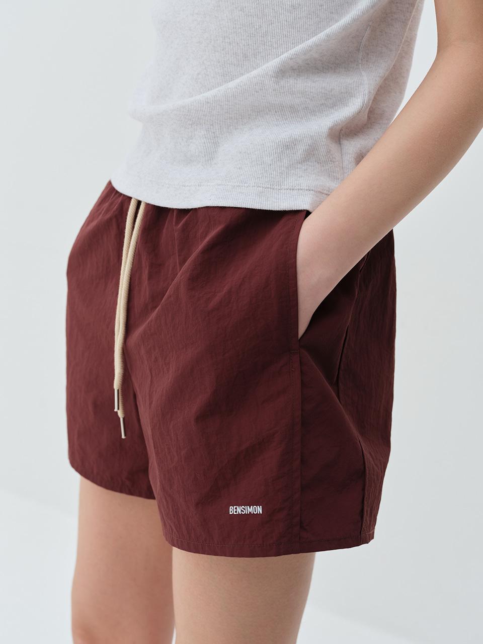 [클리어런스] NYLON BANDING SHORTS - DARK MAROON