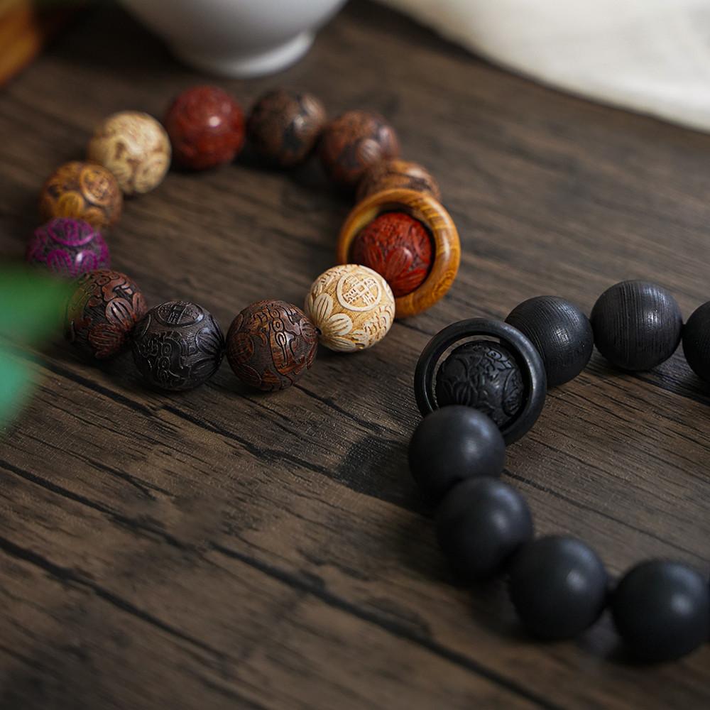 염주 단주 나무 합장주 불교 큰 비휴 기어봉 차량용 부적 악세사리 흑단 절 수제
