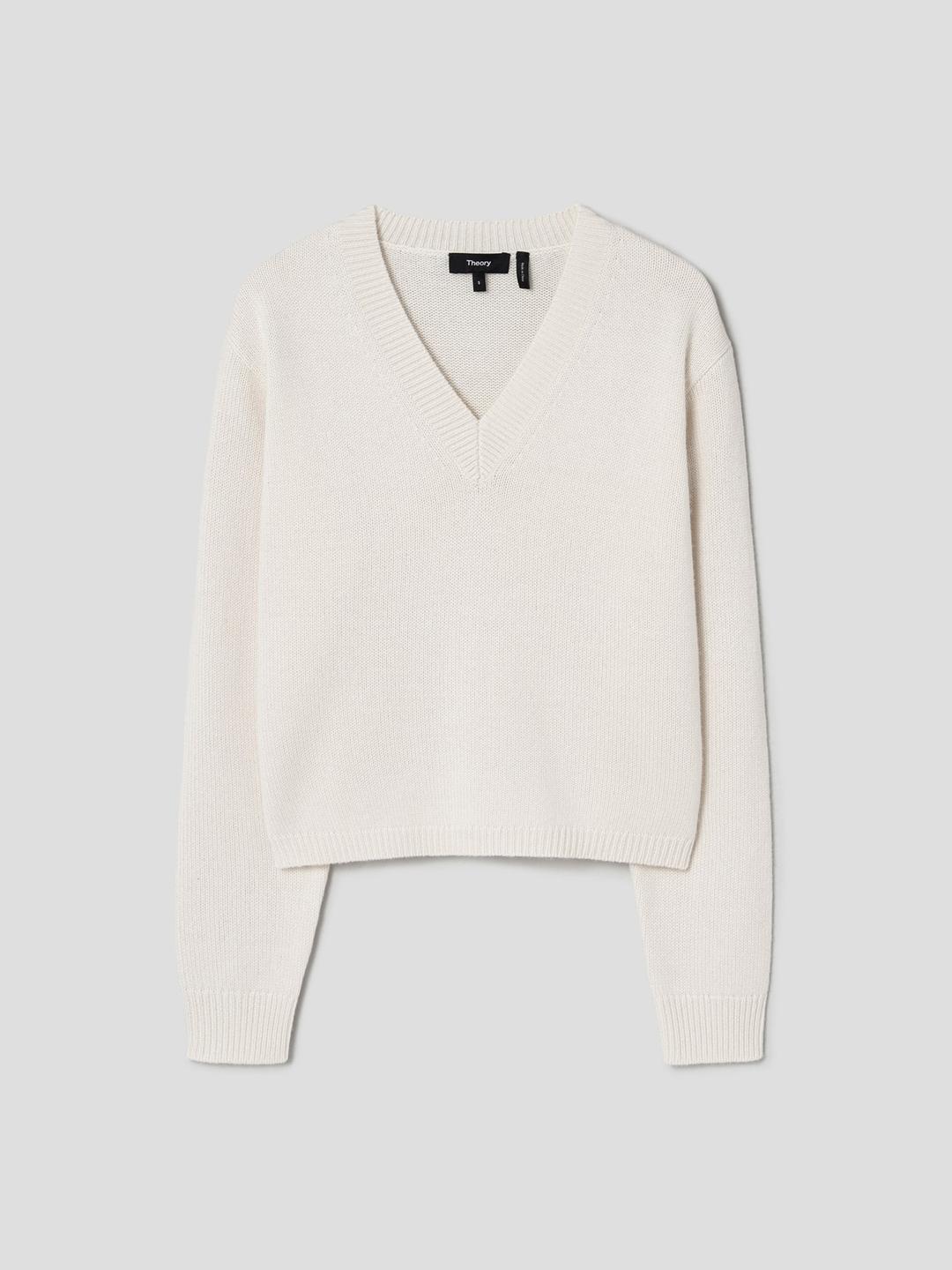Women Cashmere Cropped Pullover - Ivory