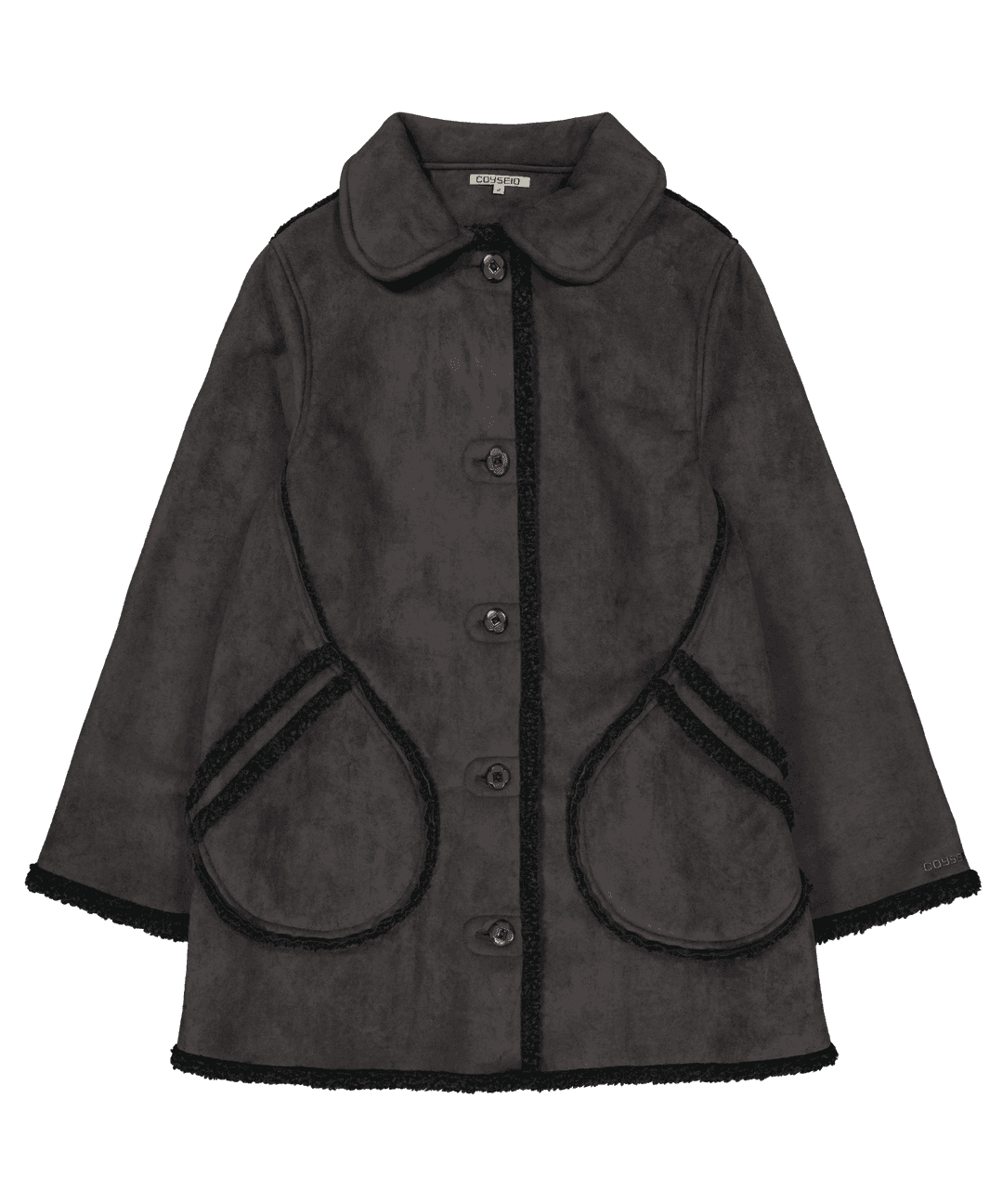 ROUND COLLAR SUEDE JACKET CHARCOAL