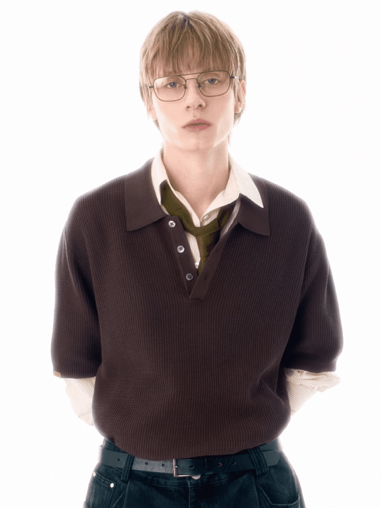 BASIC Collar half sweater BR