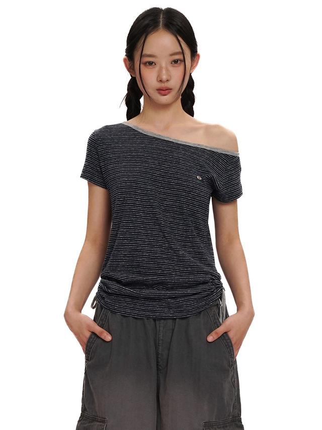 MOROMORO2 Stripe Drawstring Short Sleeve (2color)