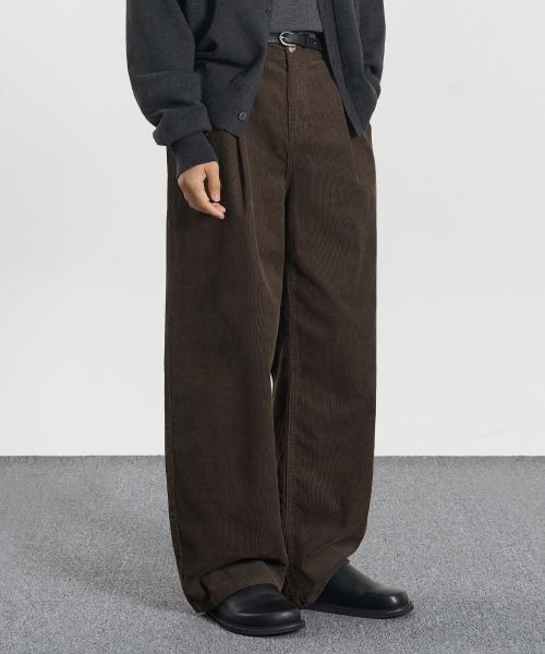 원턱 와이드 코듀로이 팬츠 (BROWN)