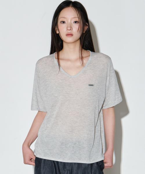 린넨 루즈핏 하프 니트 [멜란지]