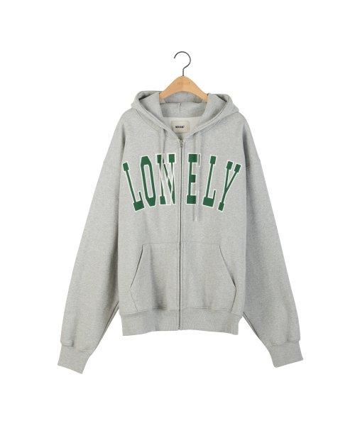 LONELY/LOVELY FLUFF HOODIE ZIP-UP GRAY