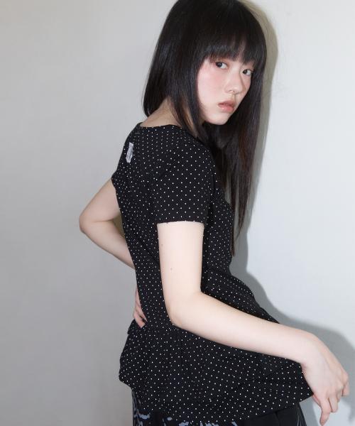 프릴 레이어드 도트 티 (BLACK) F25QB128