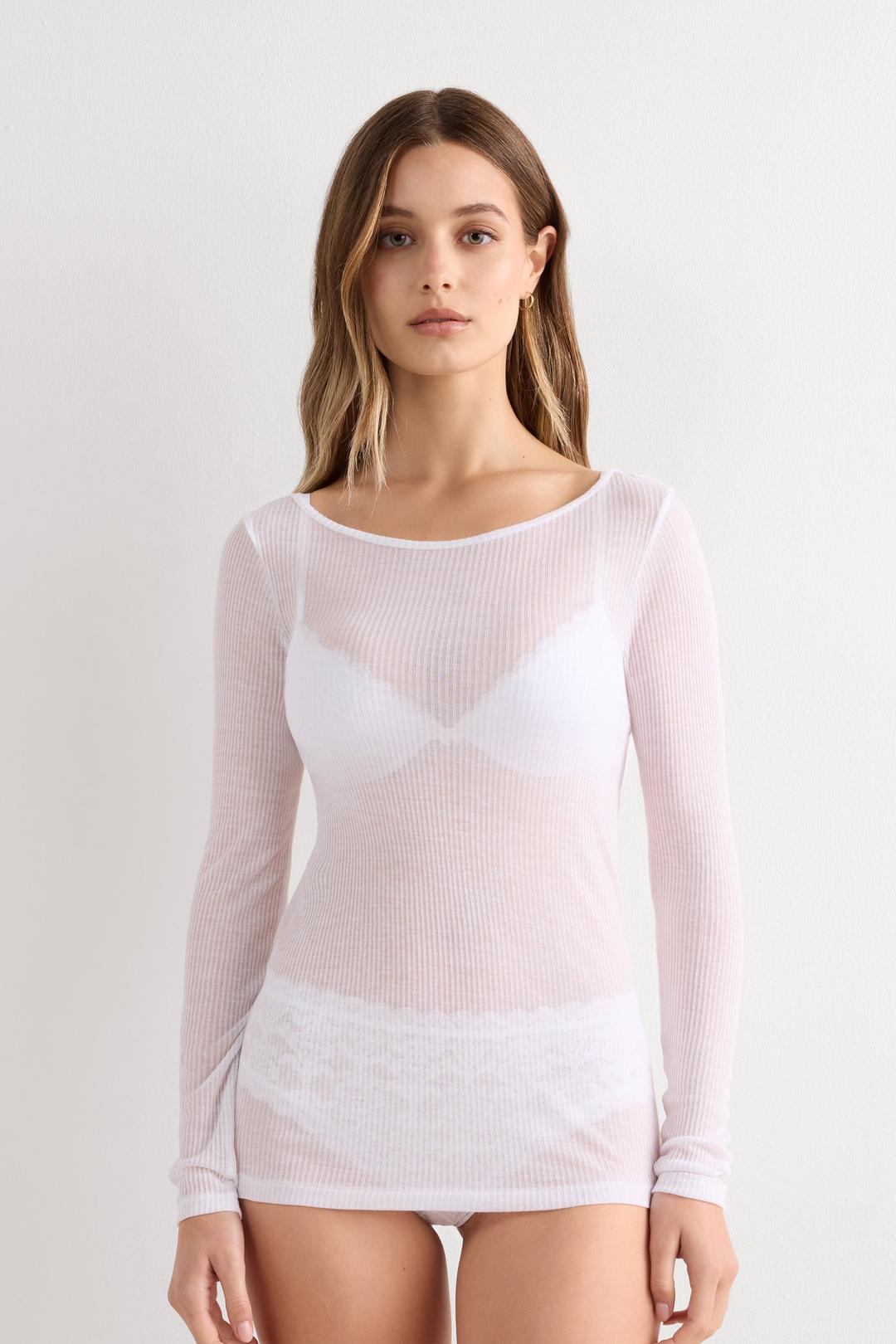 T-shirt manches longues cachemire léger côtelé - Intimissimi