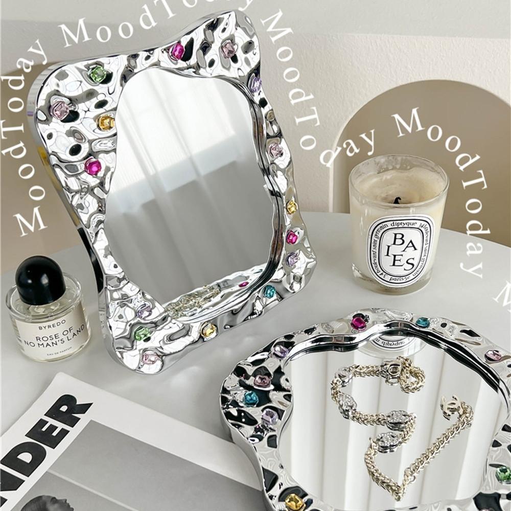 젬스톤 주얼리 실버 비정형 탁상거울 인테리어 거울