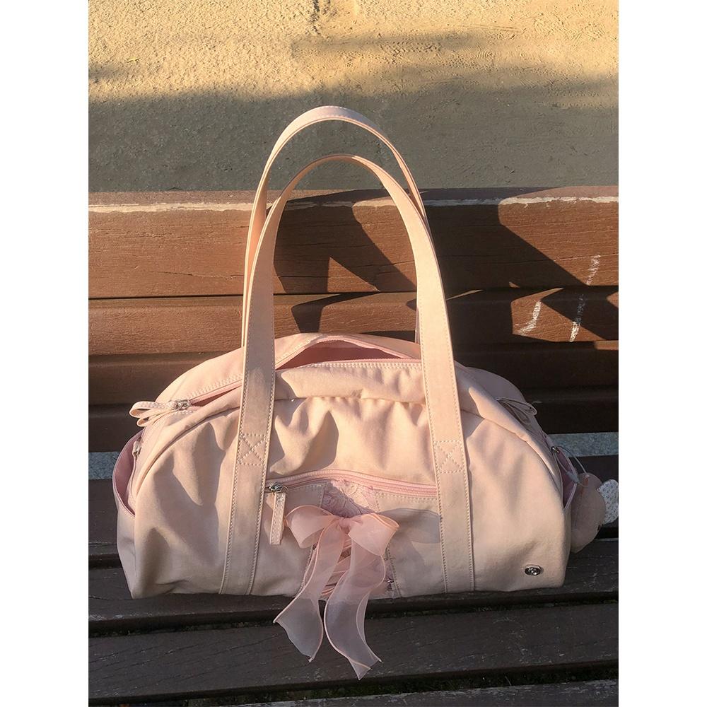 Daily ribbon gym bag_nude pink