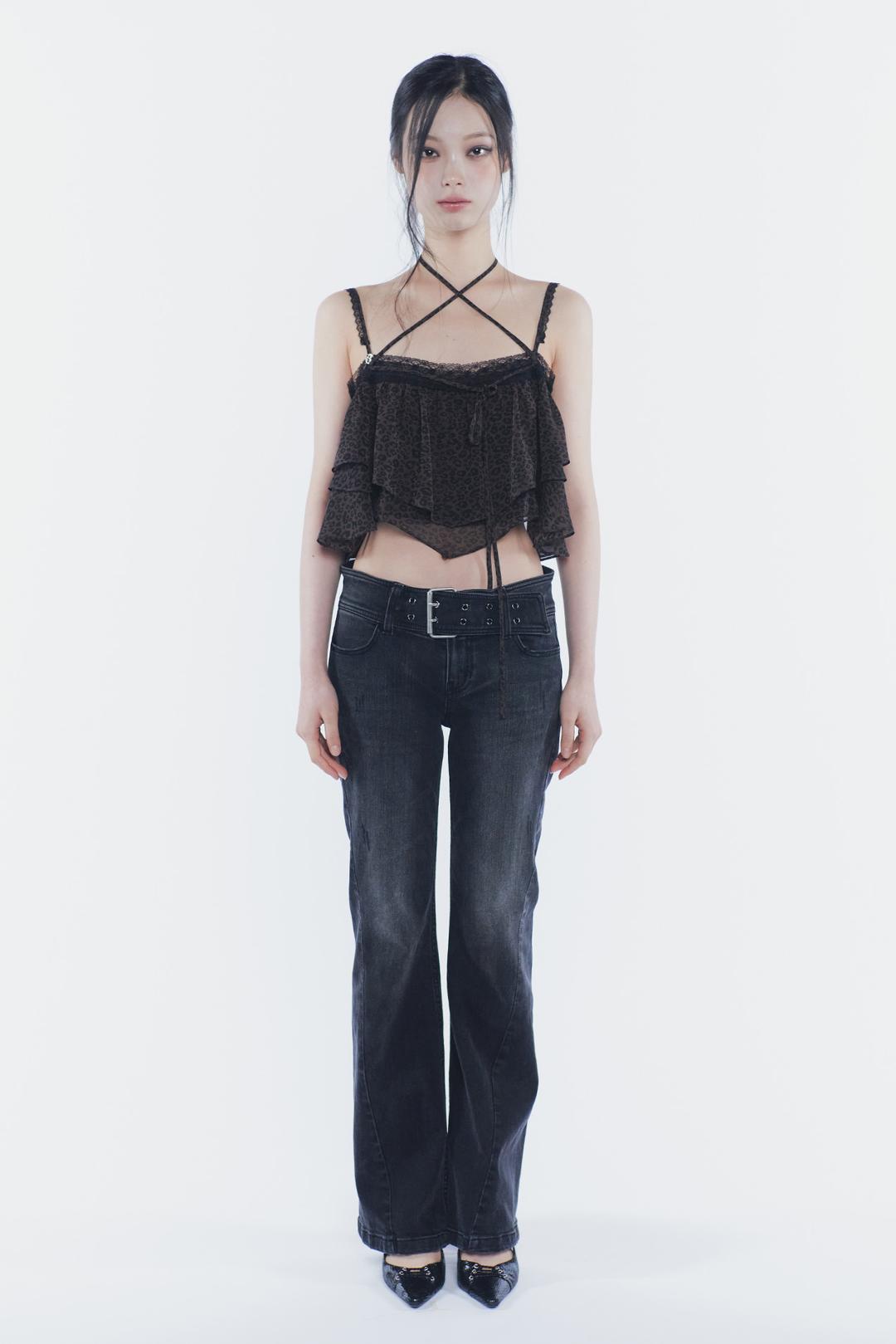 [Exclusive] MERMAID FRILL TOP leopard