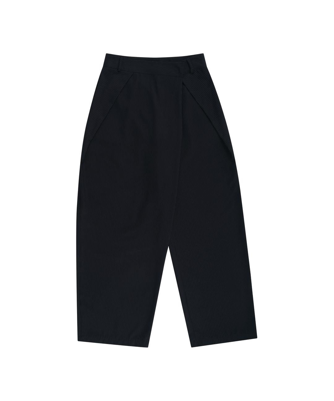 Pintuck Asymmetric Trousers Stripe