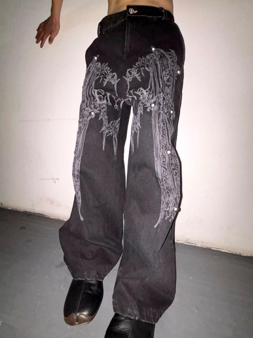 Elyoya Ownerless Print Washing Straight Pants