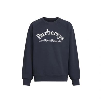 Embroidered Archive Logo Jersey Sweatshirt In Navy