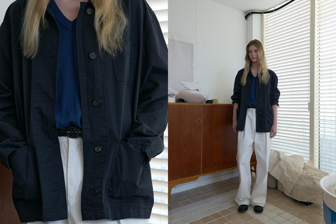 French cotton work jacket (navy)