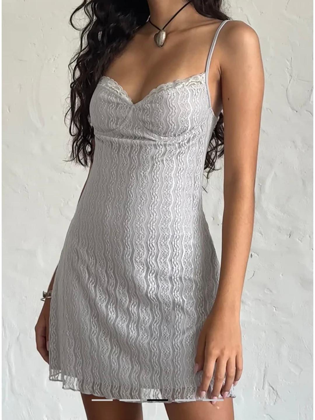 motelrocks silver gray mesh dress | 후루츠패밀리
