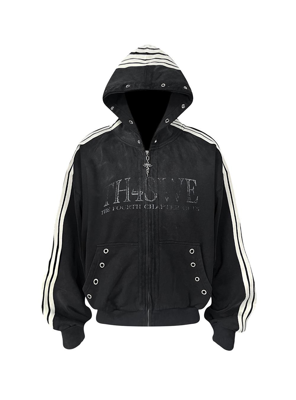 Eyelet Trim TRACK Washed Zip Hoodie