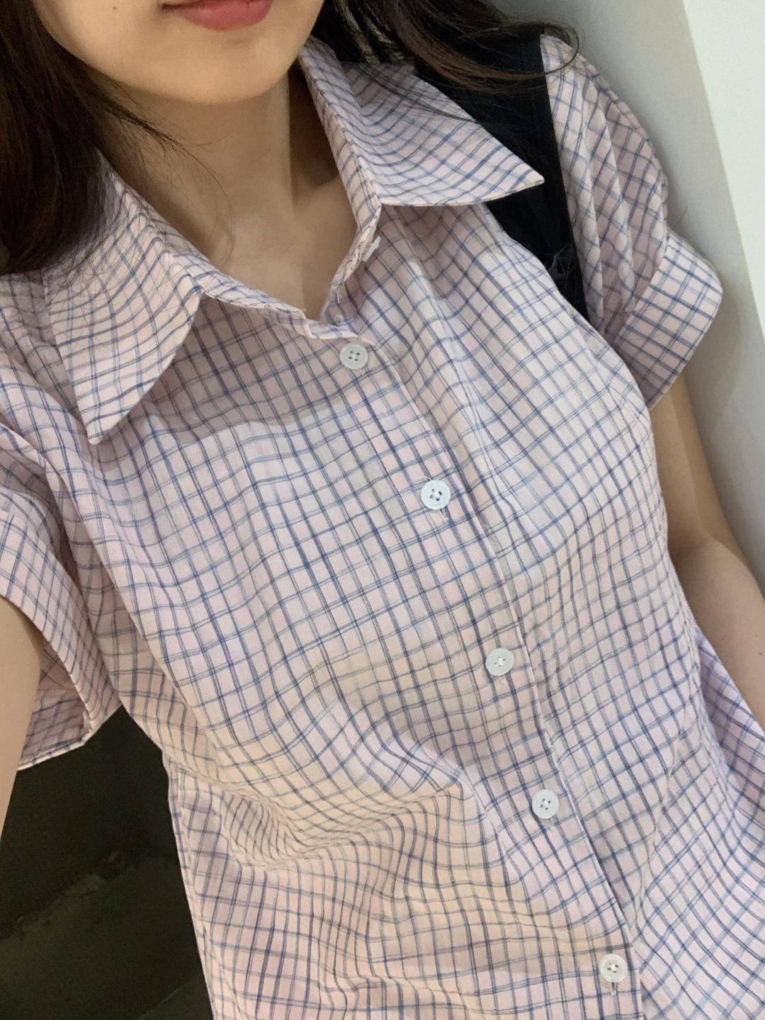 허슬리 루즈핏 체크 롤업 반팔 셔츠 💓 여름 데일리