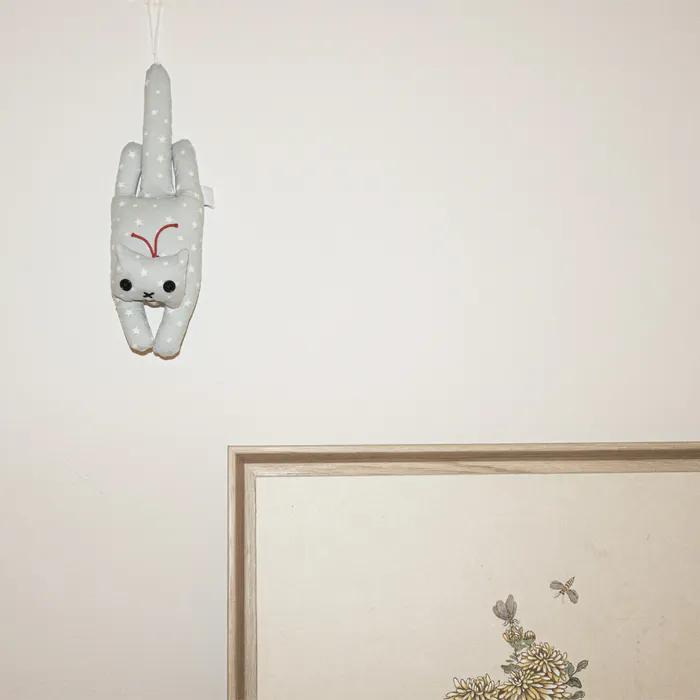 Lucky cat door bell 럭키 캣 액막이 도어벨(grey)