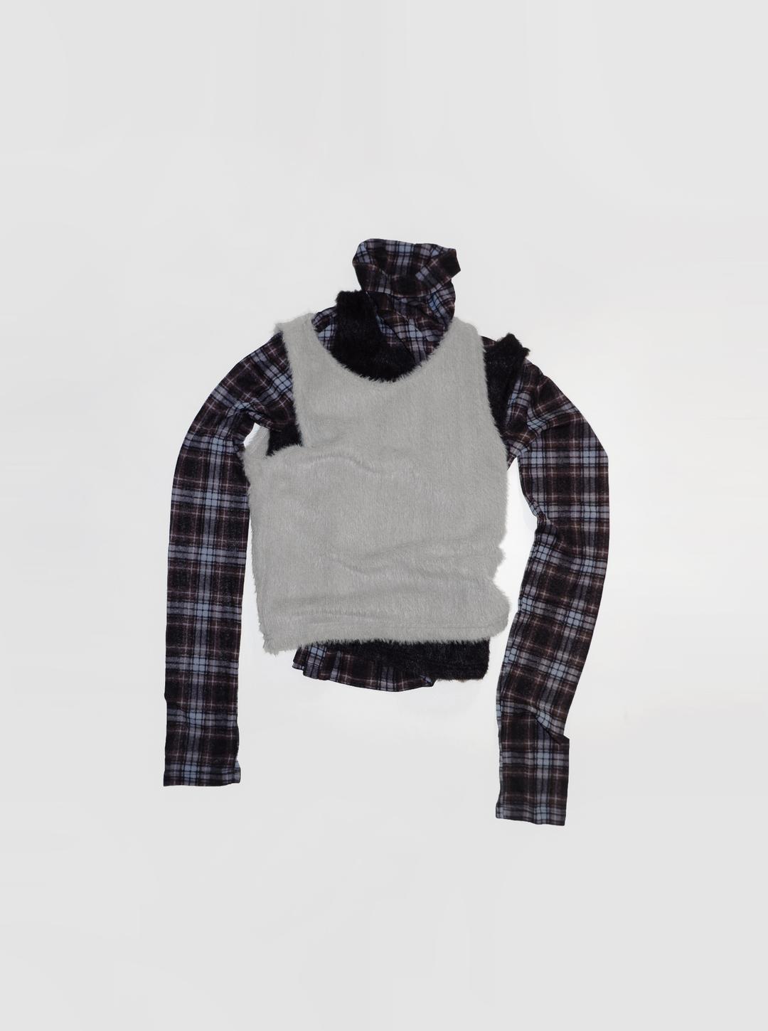 Shaggy Sleeveless Top, Grey (4c)