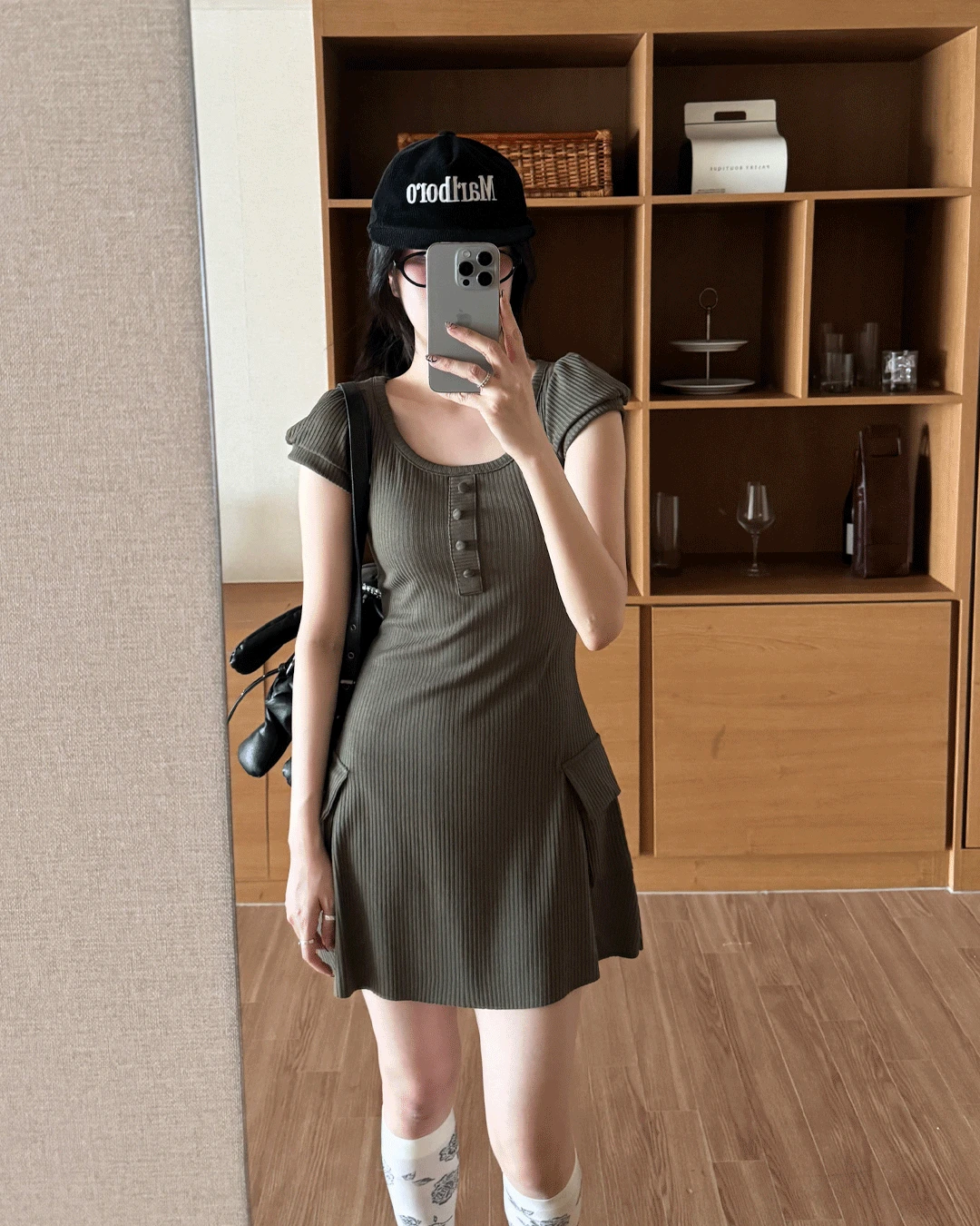 골지 카고 미니 원피스