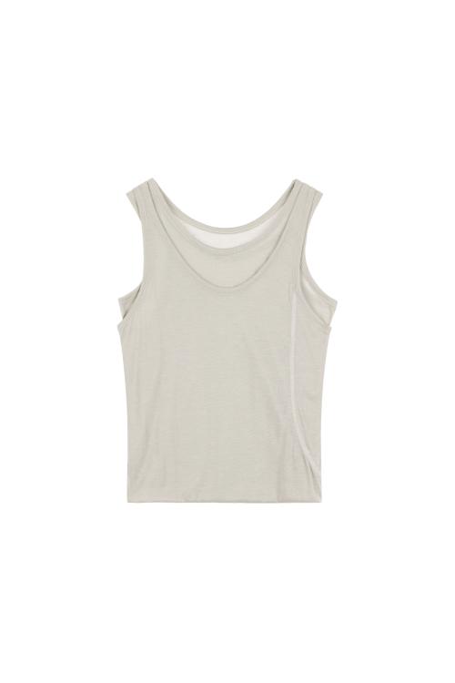 TWO-WAY LAYRED SLEEVELESS DRESS IN ASH GRAY
