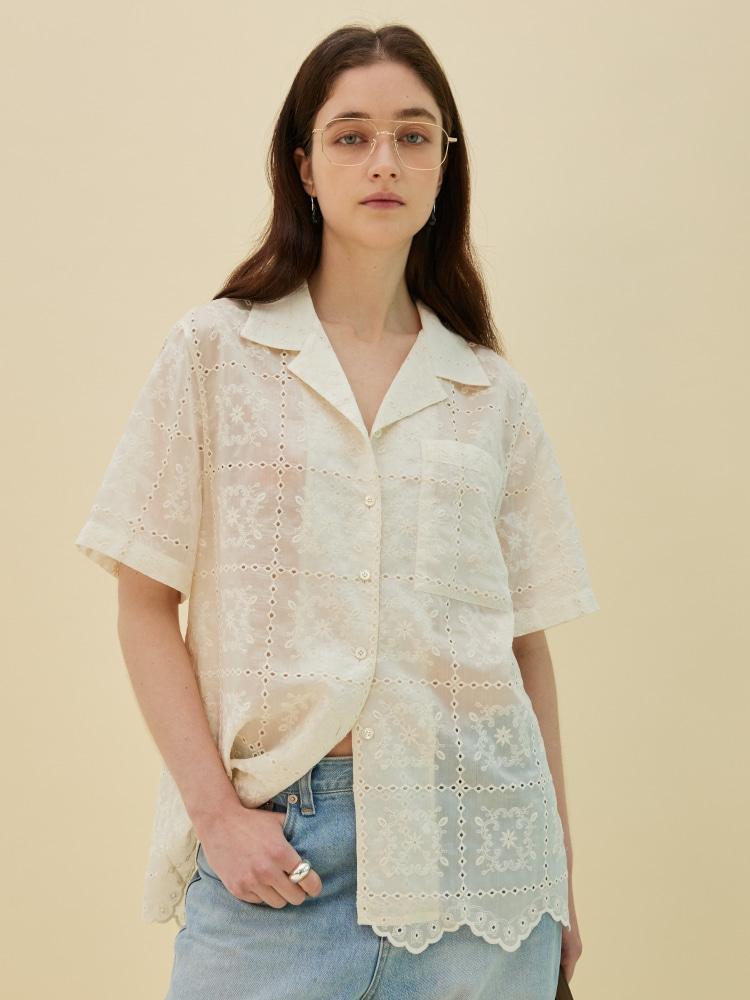 (예약배송) ECRU LACE SHIRT - CREAM