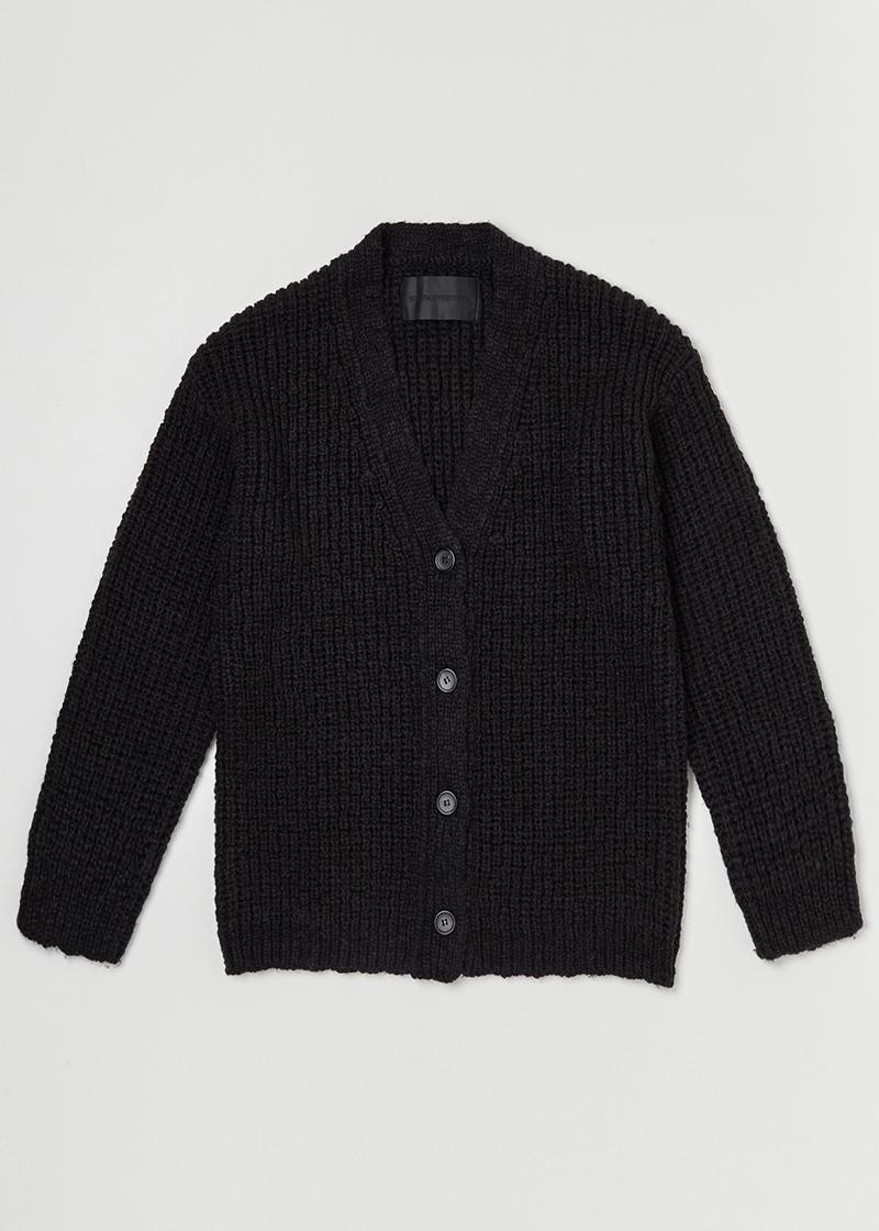OVERSIZED CHUNKY KNIT CARDIGAN IN DEEP CHARCOAL