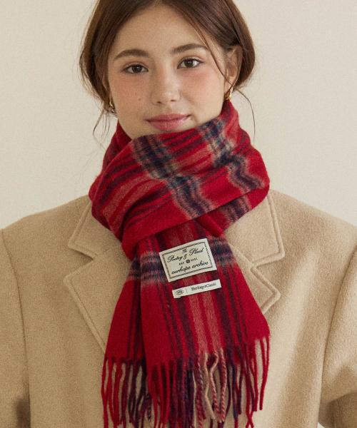 오디너리 체크 울 머플러 - 레드 체크