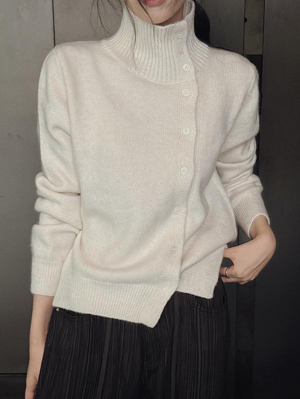 슬로우앤드 [강력추천] ONLYSLOW. 모노클 사이드버튼 니트가디건 - 3 color