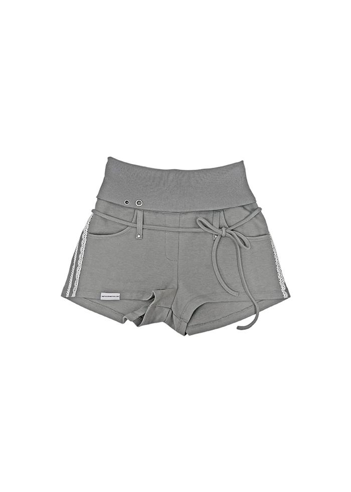 BERRY ANGEL FOLDED WAISTBAND SHORTS GRAY