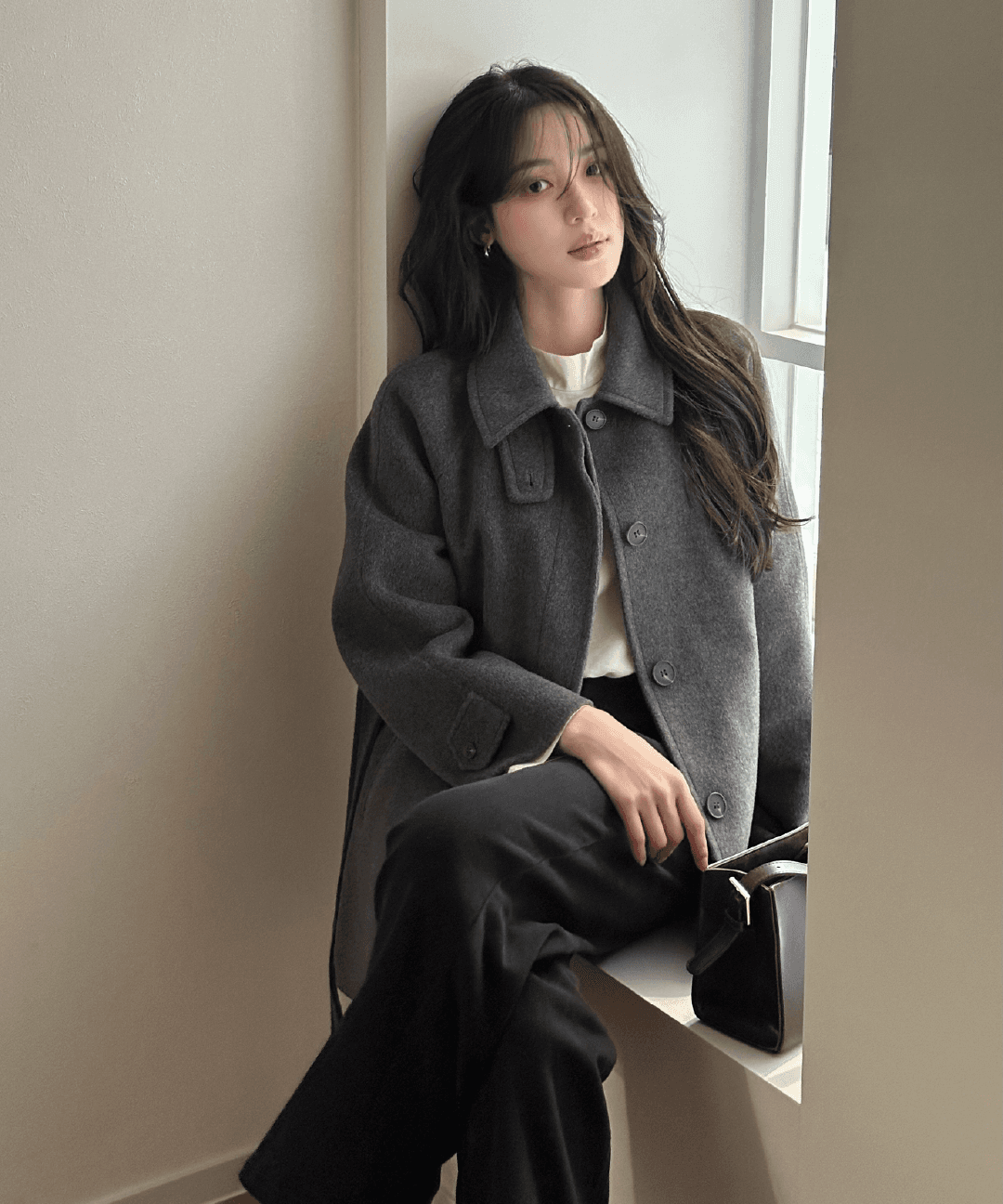 클라비스 [직진🚀] [시온PICK✨] 울혼방 스탠카라 싱글 하프 코트_CVJHG1104M