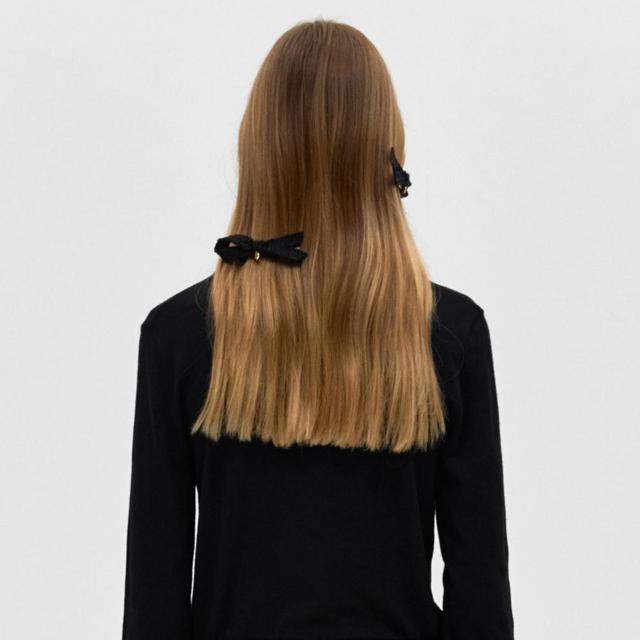 ribbon pin SET - black tweed
