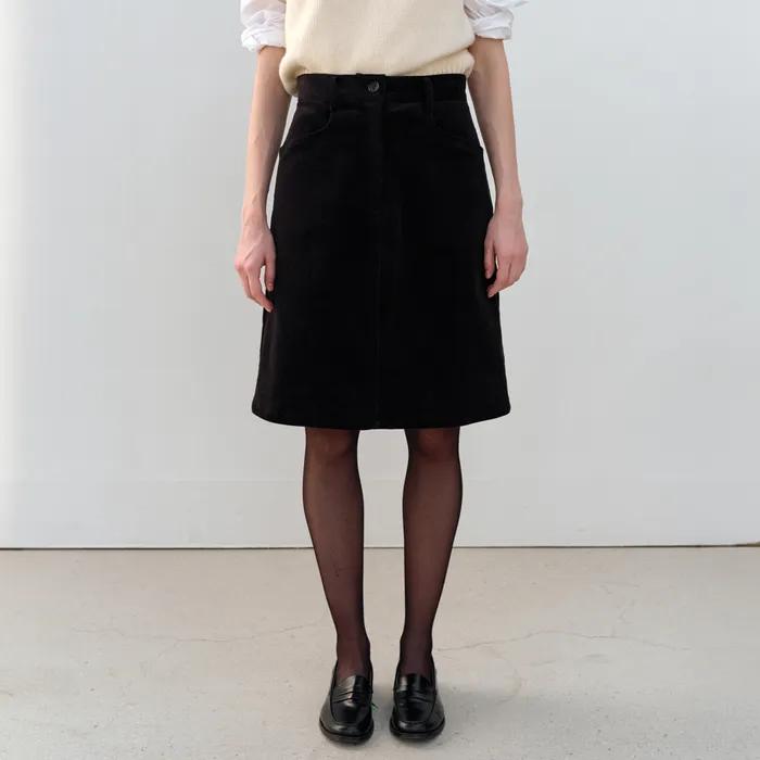 [2nd] Corduroy Midi Skirt_Black