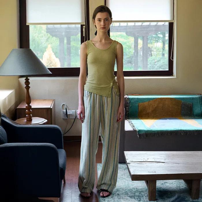 Summer Linen Stripe PT_(Yellow)