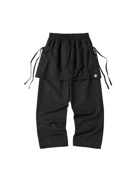 W SUEDE SKIRT PANTS [BLACK]