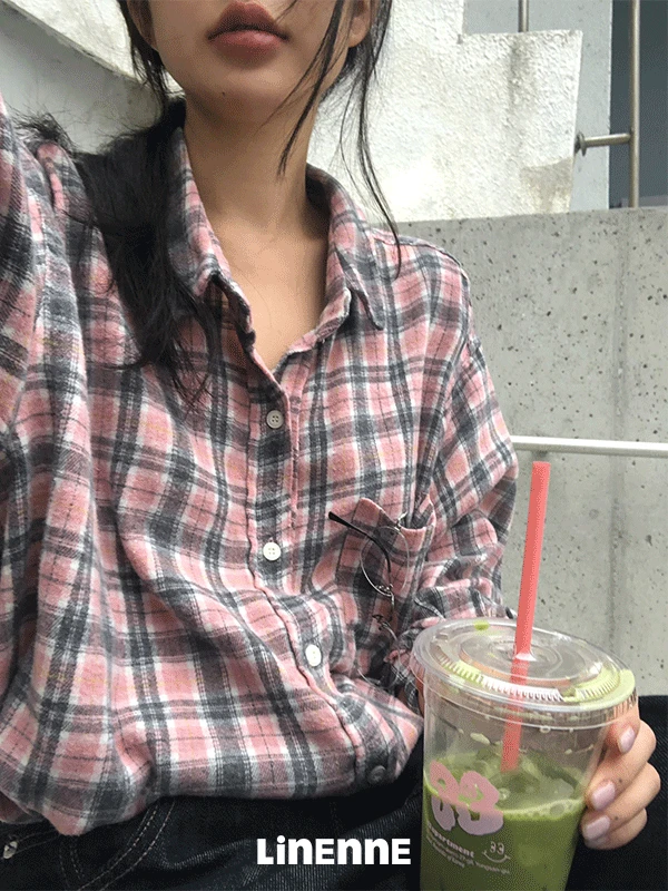 muted berry check shirt (pink)