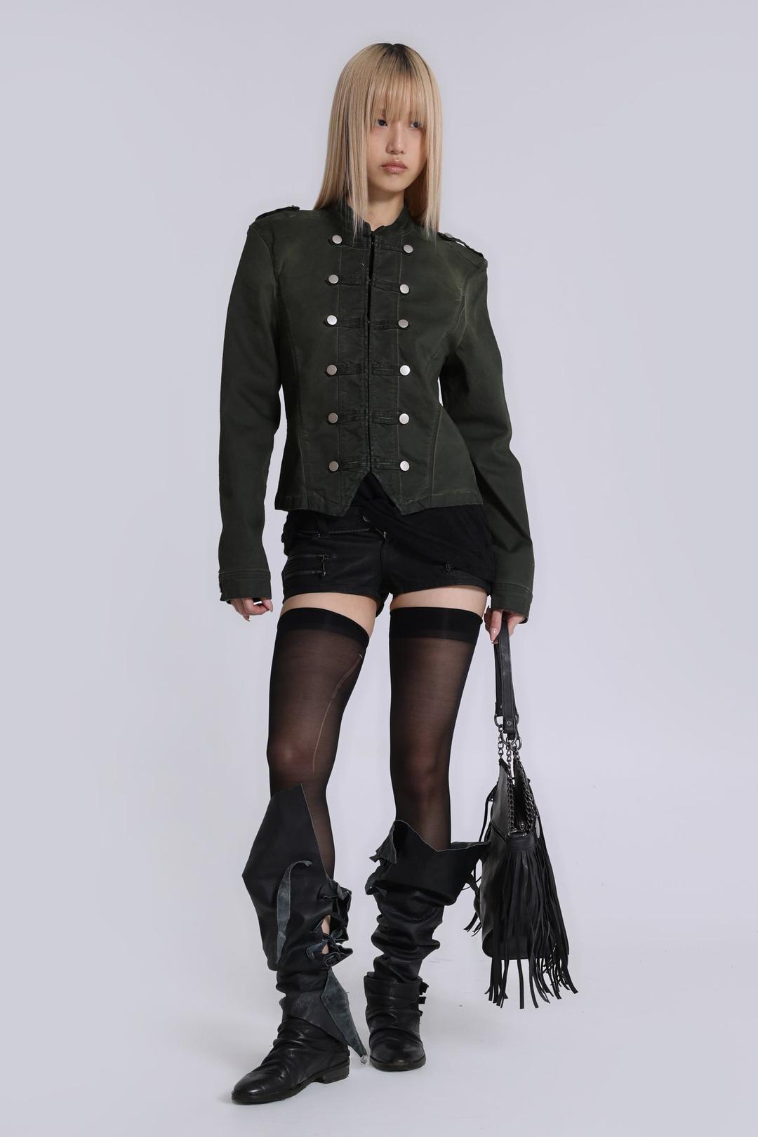 Rebel Military Jacket in Khaki - XXS / Khaki