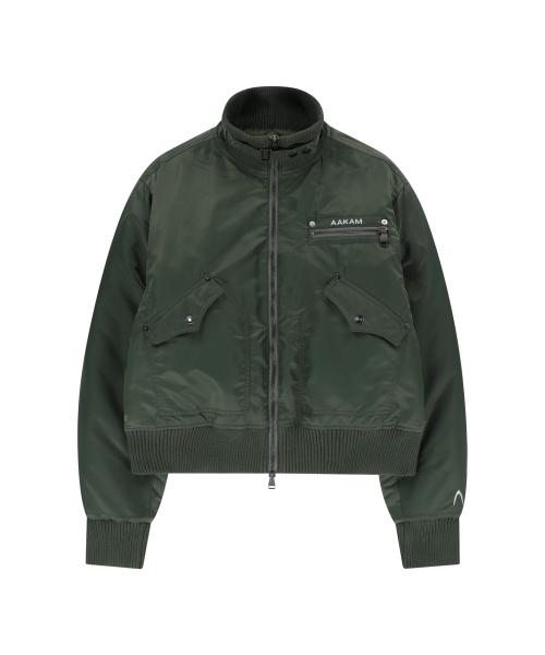 High-Neck Bomber Jacket (Khaki)