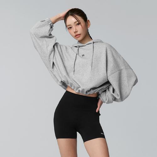 파인코튼 루즈핏 크롭 후디 멜란지그레이 XFK1TL1103