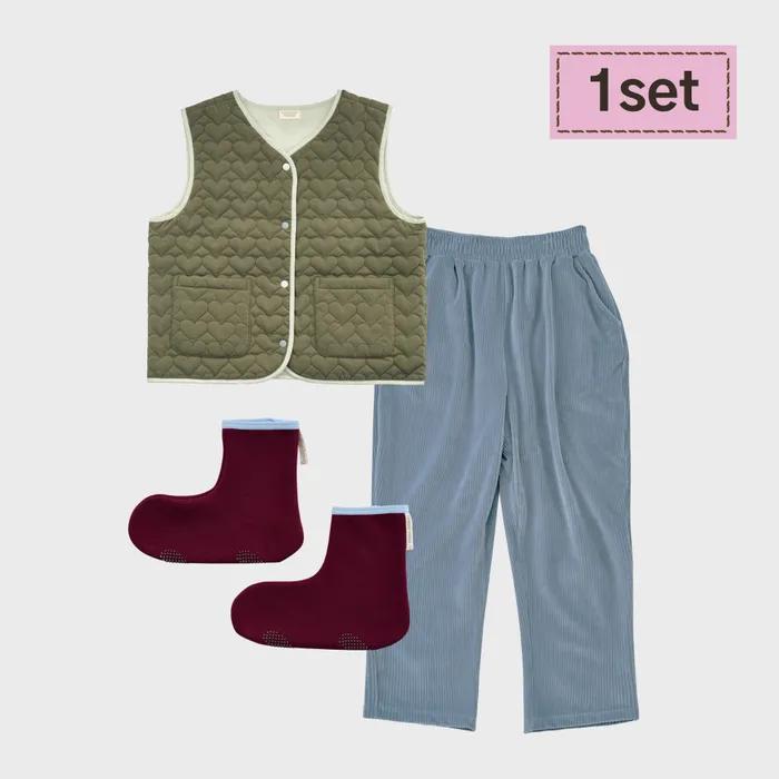 [마실웨어 풀SET] 마실 누빔 조끼+마실 바지+마실 버선