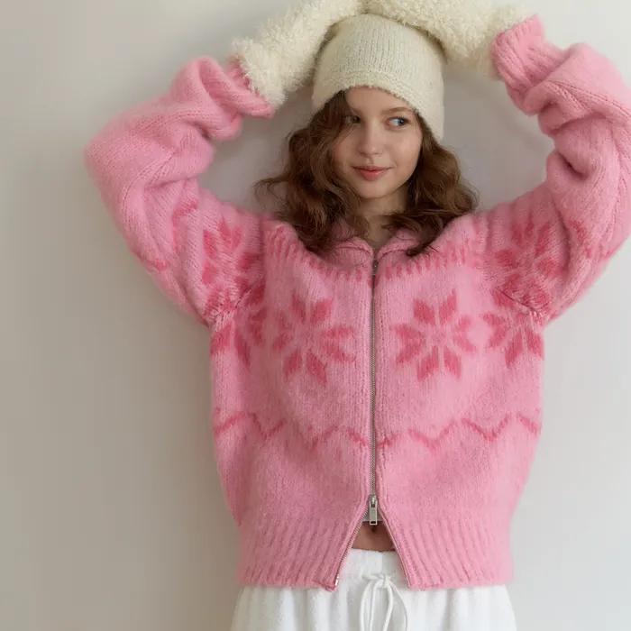 Snowball knit cardigan (pink)