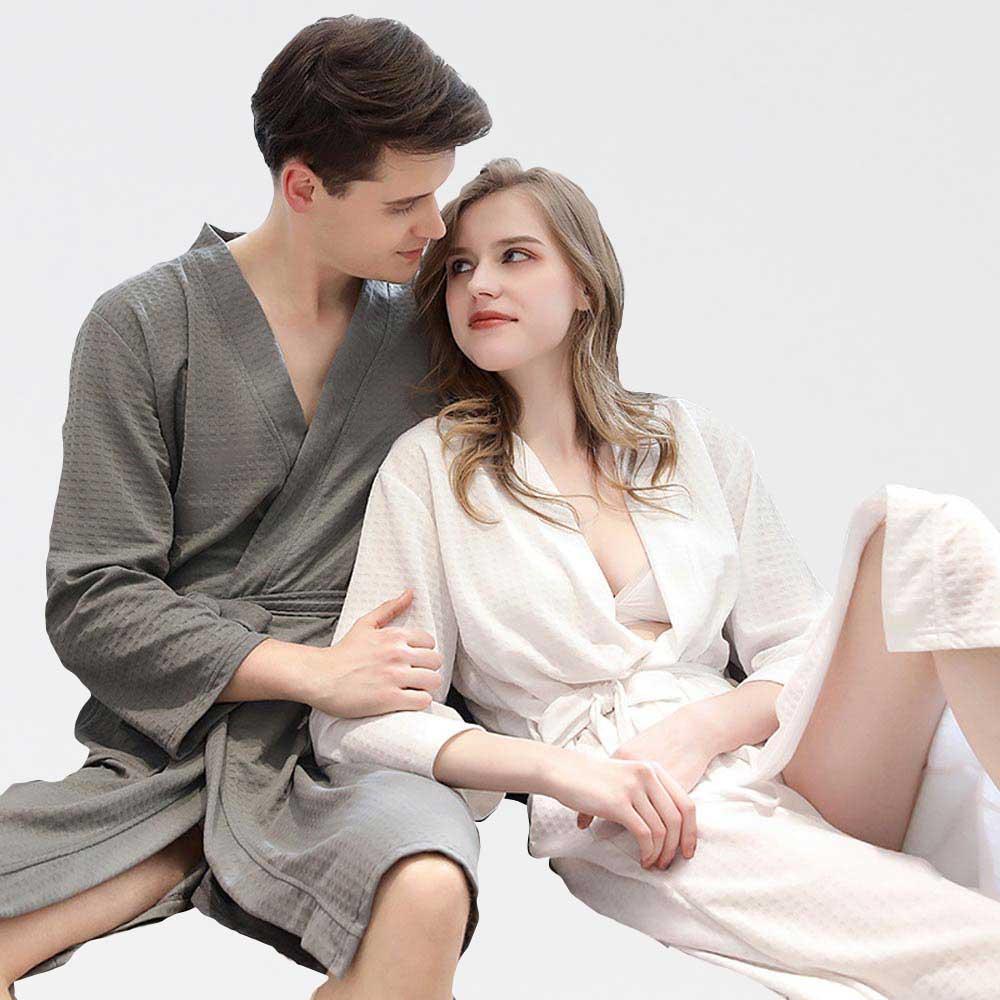 와플 여름 샤워 가운 호텔 목욕 골프 사우나 바스 커플 남자 면 홈