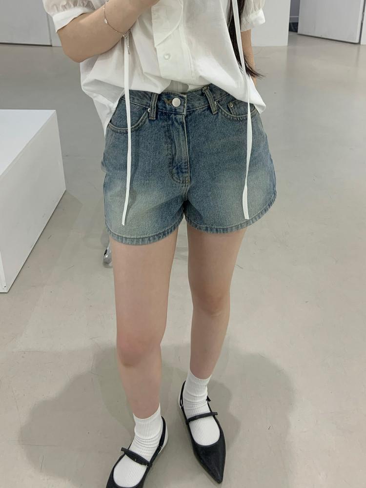 [ 오뉴어웨이 ] 썸머 데님 반바지 여름 청반바지 하이웨스트 숏팬츠