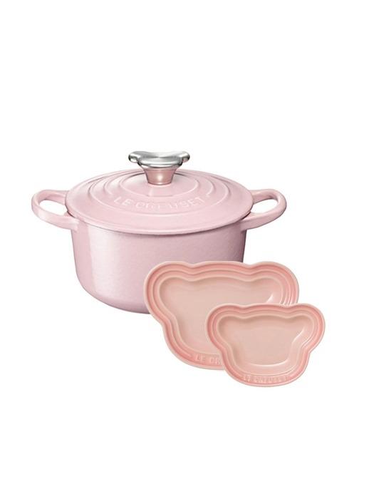 곰돌이 원형냄비 쉬폰핑크 & 베이비 곰돌이 접시 2P 세트